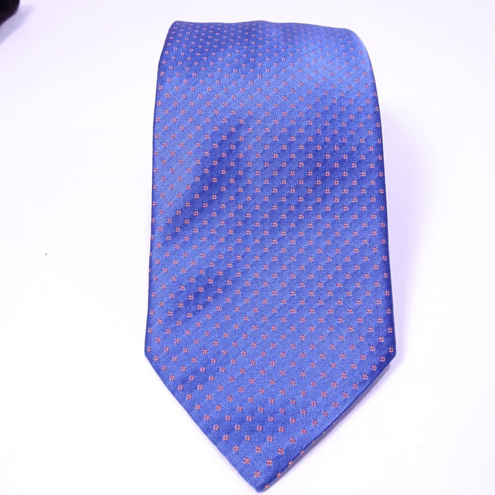 Eton Men's Blue and Pink Woven Silk Dot Neck Tie Retail 155